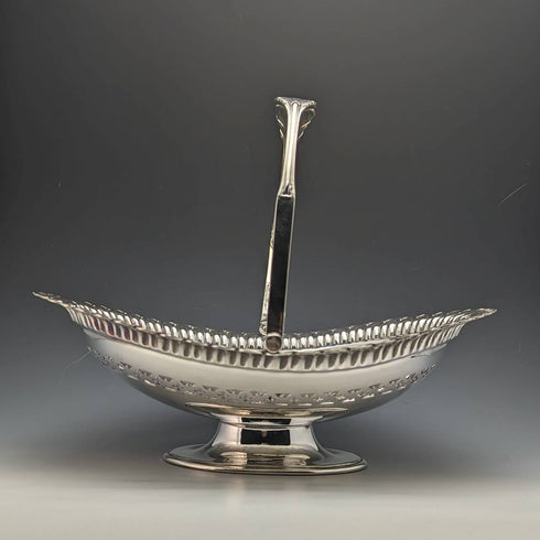 1902年 英国アンティーク シルバープレート製 大型バスケット Walker and Hall